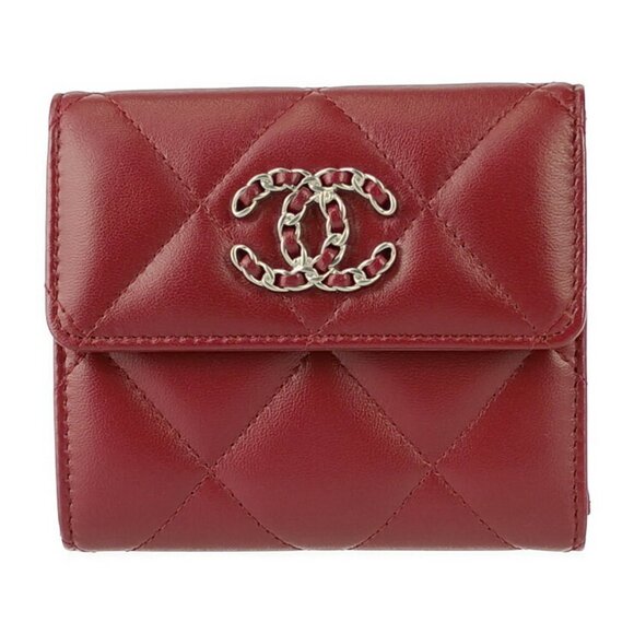 CHANEL Red Lambskin Leather Coco Mark Wallet - Picture 1 of 10